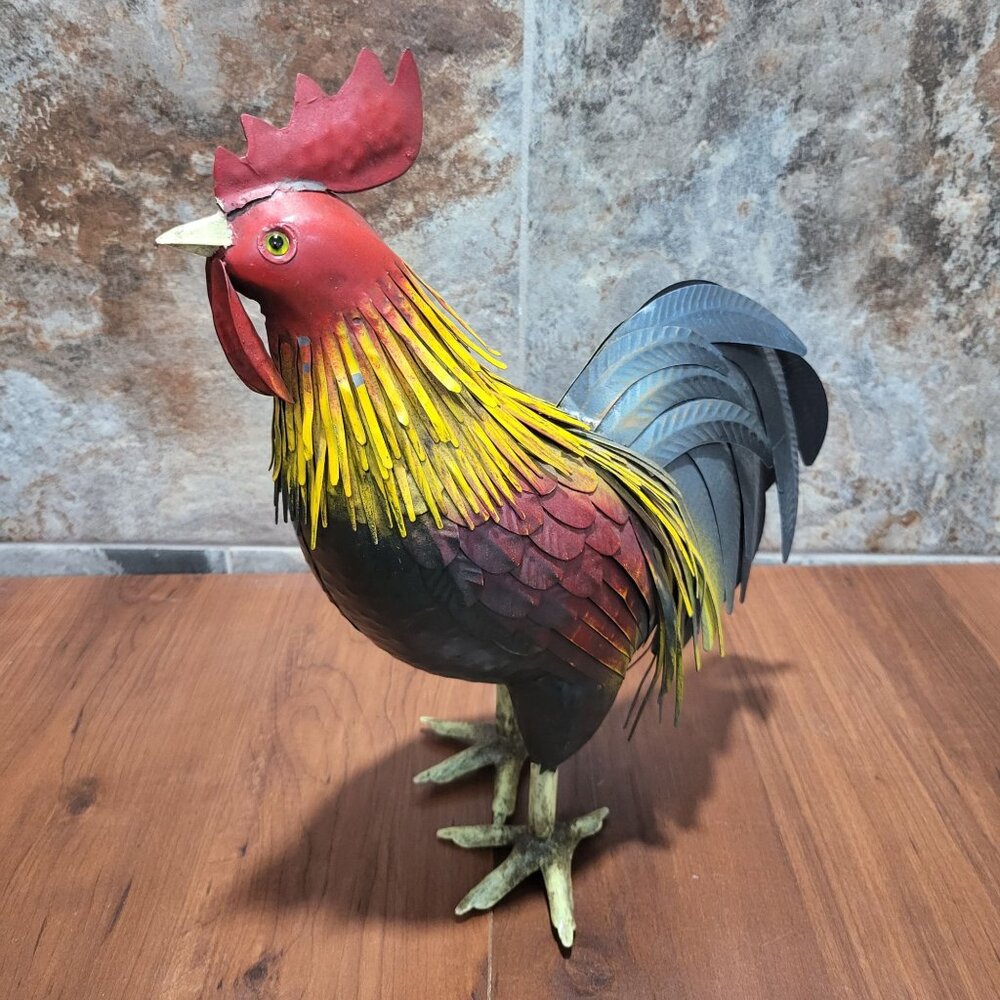 Metal Chicken Rooster Garden Outdoor Statue Decor